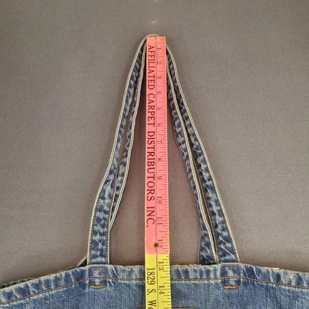 AMERICAN EAGLE Distressed Blue Jean Denim Shoulder Tote‎ Bag Logo Spellout